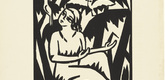 Georg Schrimpf. Untitled (Girl with Doves) [Ohne Titel (Mädchen mit Tauben)] (plate, preceding p. 33) from the periodical Das Kunstblatt, vol. 1, no. 2 (Feb 1917). 1917