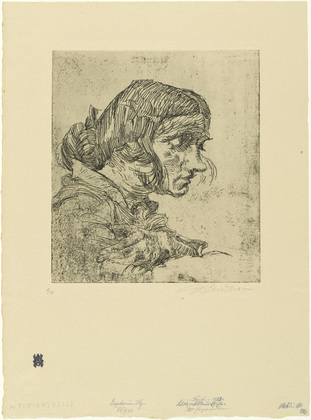 Ludwig Meidner. Portrait of Elise (Porträt Elise) from the series "Heads." 17 Etchings ("Köpfe." 17 Radierungen). (1921, published 1922)