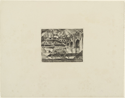 Paul Adolf Seehaus. Bridge (Brücke) (plate, loose leaf) from the periodical Das Kunstblatt, vol. 2, no. 10 (Oct 1918). 1918 (executed 1917)