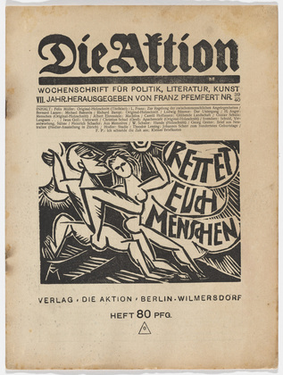 Conrad Felixmüller, Richard Bampi, Herbert Anger, Christian Schad, Wilhelm Schuler. Die Aktion, vol. 7, no. 39/40. October 6, 1917