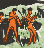 Ernst Ludwig Kirchner. Bathers Throwing Reeds (Mit Schilf werfende Badende) from the portfolio Brücke 1910. (1909, published 1910)