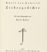 Karl Hofer. Liebesgedichte (Love Poems). 1922