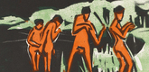 Ernst Ludwig Kirchner. Bathers Throwing Reeds (Mit Schilf werfende Badende) from the portfolio Brücke 1910. (1909, published 1910)