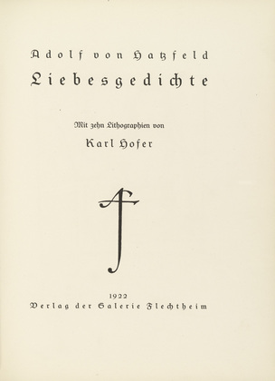 Karl Hofer. Liebesgedichte (Love Poems). 1922