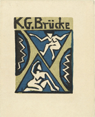 Erich Heckel. Cover of the invitation to the exhibition of the "Brücke" Artists' Group at the Galerie Fritz Gurlitt, Berlin (Titelholzschnitt der Einladungskarte zur Ausstellung der Künstlergruppe "Brücke" in der Galerie Fritz Gurlitt, Berlin). (1912)