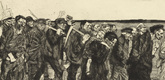 Käthe Kollwitz. March of the Weavers (Weberzug) from the series Weaver's Revolt (Ein Weberaufstand). (1893-1897, published c. 1931)