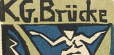 Erich Heckel. Cover of the invitation to the exhibition of the "Brücke" Artists' Group at the Galerie Fritz Gurlitt, Berlin (Titelholzschnitt der Einladungskarte zur Ausstellung der Künstlergruppe "Brücke" in der Galerie Fritz Gurlitt, Berlin). (1912)