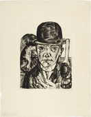 Max Beckmann. Self-Portrait in Bowler Hat (Selbstbildnis mit steifem Hut). (1921, published not before 1922)