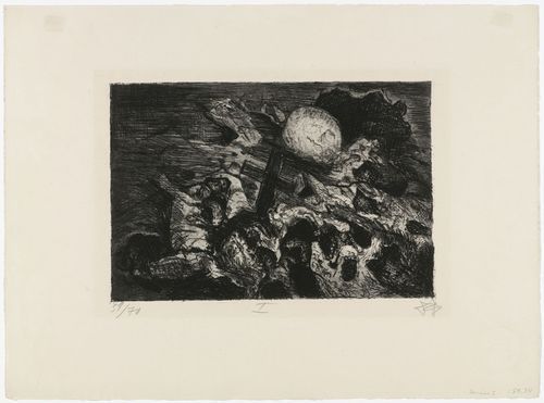 Otto Dix. Soldiers' Grave Between the Lines (Soldatengrab zwischen den Linien) from The War (Der Krieg). (1924)