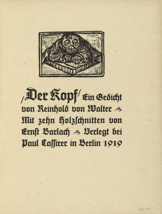 Ernst Barlach. Titlepage vignette from Der Kopf (The Head). 1919