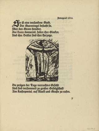 Ernst Barlach. Cursing Old Woman (Fluchende Alte) (in-text plate, page 7) from Der Kopf (The Head). 1919