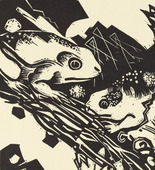 Heinrich Campendonk. Frogs and Butterfly (Frösche und Schmetterling) (plate, loose leaf) from the periodical Das Kunstblatt, vol. 1, no. 8 (Aug 1917). 1917