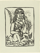 Heinrich Campendonk. Seated Nude Girl with Sunflower (Weiblicher Akt mit Sonnenblume). (1921)
