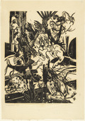 Heinrich Campendonk. Seated Girl with Stag (Sitzendes Mädchen mit Hirsch). (1916)