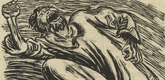 Ernst Barlach. Despair and Rebellion (Verweiflung und Empörung) (in-text plate, page 26) from Der Kopf (The Head). 1919