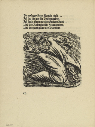 Ernst Barlach. Despair and Rebellion (Verweiflung und Empörung) (in-text plate, page 26) from Der Kopf (The Head). 1919