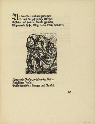 Ernst Barlach. Kneeling Beggar Woman (Kniende Bettlerin) (in-text plate, page 29) from Der Kopf (The Head). 1919
