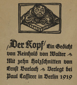 Ernst Barlach. Cover from Der Kopf (The Head). 1919