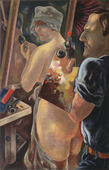 George Grosz. Self-Portrait with a Model. 1928