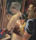 George Grosz. Self-Portrait with a Model. 1928