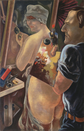 George Grosz. Self-Portrait with a Model. 1928