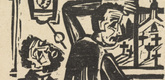 Ernst Ludwig Kirchner. Briggel: The Brothers (Der Briggel: Die Brüder) (headpiece, page 9) from Neben der Heerstrasse (Off the Main Road). 1923