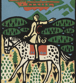 Oskar Kokoschka. Rider and Sailboat (Reiter und Segelschiff) (postcard). (1907)