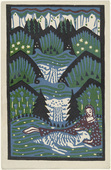 Oskar Kokoschka. Girl with a Sheep in the Mountain Meadow (Mädchen mit Schaf auf Bergwiese) (postcard). (1907)