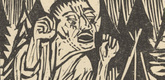 Ernst Ludwig Kirchner. Briggel: Briggel Cursing Money (Der Briggel: Briggel verflucht das Geld) (in-text plate, page 42) from Neben der Heerstrasse (Off the Main Road). 1923