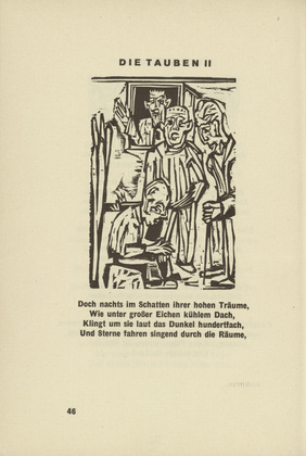 Ernst Ludwig Kirchner. The Deaf II (Die Tauben II) (headpiece, page 46) from Umbra vitae (Shadow of Life). 1924