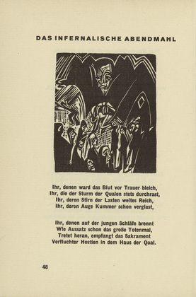 Ernst Ludwig Kirchner. The Infernal Last Supper (Das infernalische Abendmahl) (headpiece, page 48) from Umbra vitae (Shadow of Life). 1924