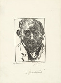 (drawing) Lovis Corinth, (engraving) Oskar Bangemann. Self-Portriat (Selbstbildnis). (1923)