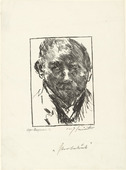 (drawing) Lovis Corinth, (engraving) Oskar Bangemann. Self-Portriat (Selbstbildnis). (1923)
