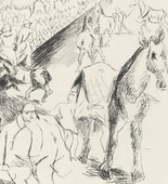 Rudolf Grossmann. Berlin Horsemarket (Berliner Pferdemarkt) (plate, page 31) from the periodical Münchner Blätter für Dichtung und Graphik, vol. 1, no. 2 (February 1919). 1919