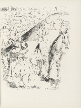 Rudolf Grossmann. Berlin Horsemarket (Berliner Pferdemarkt) (plate, page 31) from the periodical Münchner Blätter für Dichtung und Graphik, vol. 1, no. 2 (February 1919). 1919