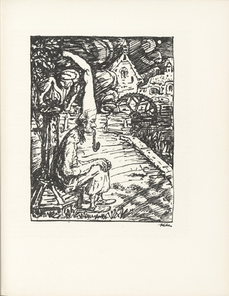 Alfred Kubin. Ghost of the Miserly Miller (Gespenst des geizigen Müllers) (plate, page 51) from the periodical Münchner Blätter für Dichtung und Graphik, vol. 1, no. 4 (April 1919). 1919