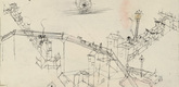 Paul Klee. Houses Drawn by Oxen, Ox Speared by a Lantern, Overpass (Häuser von Ochsen gezogen, Ochse laternengespiesst, Strassenüberführung). 1916