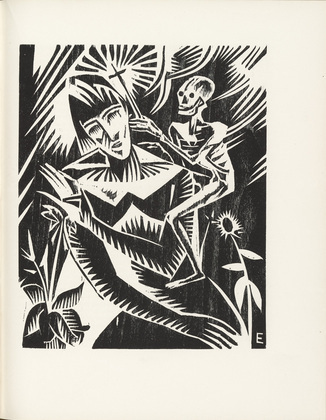 Josef Eberz, Renatus Kuno. The Nun and Death (Die Nonne und der Tod) (plate, page 71) from the periodical Münchner Blätter für Dichtung und Graphik, vol. 1, no. 5 (May 1919). 1919