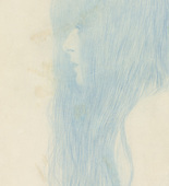 Gustav Klimt. Profile of a Girl (Study for 'Thalia and Melpomene') (Brustbild eines Mädchens mit langem Haar im Profil nach links) Profile of a Girl (Study for 'Thalia and Melpomene'). (1898-99)