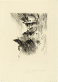 Lovis Corinth. Self-Portrait While Etching (Selbstbildnis radierend). (1920/1921)