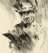 Lovis Corinth. Self-Portrait While Etching (Selbstbildnis radierend). (1920/1921)