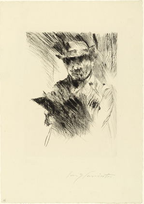 Lovis Corinth. Self-Portrait While Etching (Selbstbildnis radierend). (1920/1921)