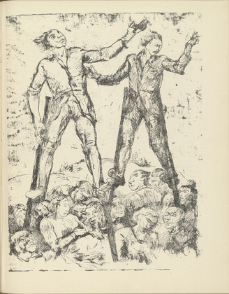 Adolf Ferdinand Schinnerer. Men on Stilts (Stelzenläufer) (plate, page 135) from the periodical Münchner Blätter für Dichtung und Graphik, vol. 1, no. 9 (September 1919). 1919