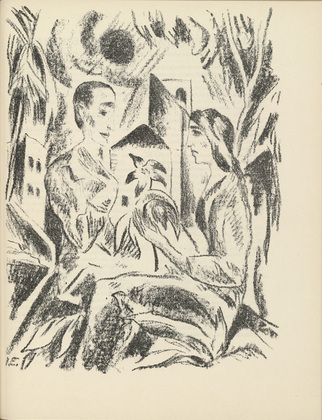 Josef Eberz. Lovers (Liebespaar) (plate, page 157) from the periodical Münchner Blätter für Dichtung und Graphik, vol. 1, no. 10 (October 1919). 1919
