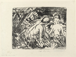 Otto Mueller. One Girl Bathing and the Other Sitting on the Shore (2) [Badendes und am Ufer sitzendes Mädchen (2)]. (c. 1919)