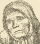 Käthe Kollwitz. Frontal Crouching Woman with Crossed Hands (Hockende Frau von vorne mit übereinander gelegten Händen) from the portfolio Seventeen Lithographs (Siebzehn Steinzeichnungen). (1921)