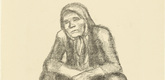 Käthe Kollwitz. Frontal Crouching Woman with Crossed Hands (Hockende Frau von vorne mit übereinander gelegten Händen) from the portfolio Seventeen Lithographs (Siebzehn Steinzeichnungen). (1921)