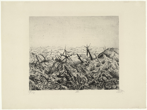 Otto Dix. Near Langemarck (February 1918) [Bei Langemarck (Februar 1918)] from The War (Der Krieg). (1924)