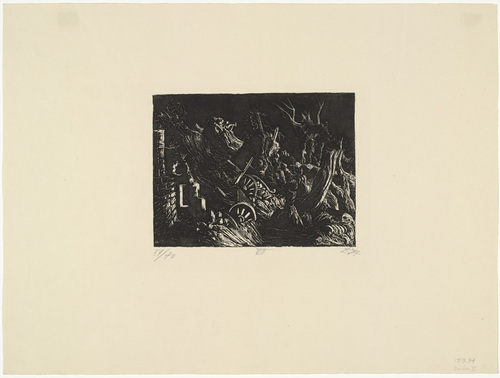 Otto Dix. Flare Illuminates the Monacu-ferme (Leuchtkugel erhellt die Monacu-ferme) from The War (Der Krieg). (1924)