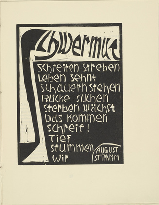 Karl Opfermann. Melancholia (Schwermut) from the periodical Kündung, vol. 1, no. 2 (February 1921). 1921 (executed 1920)
